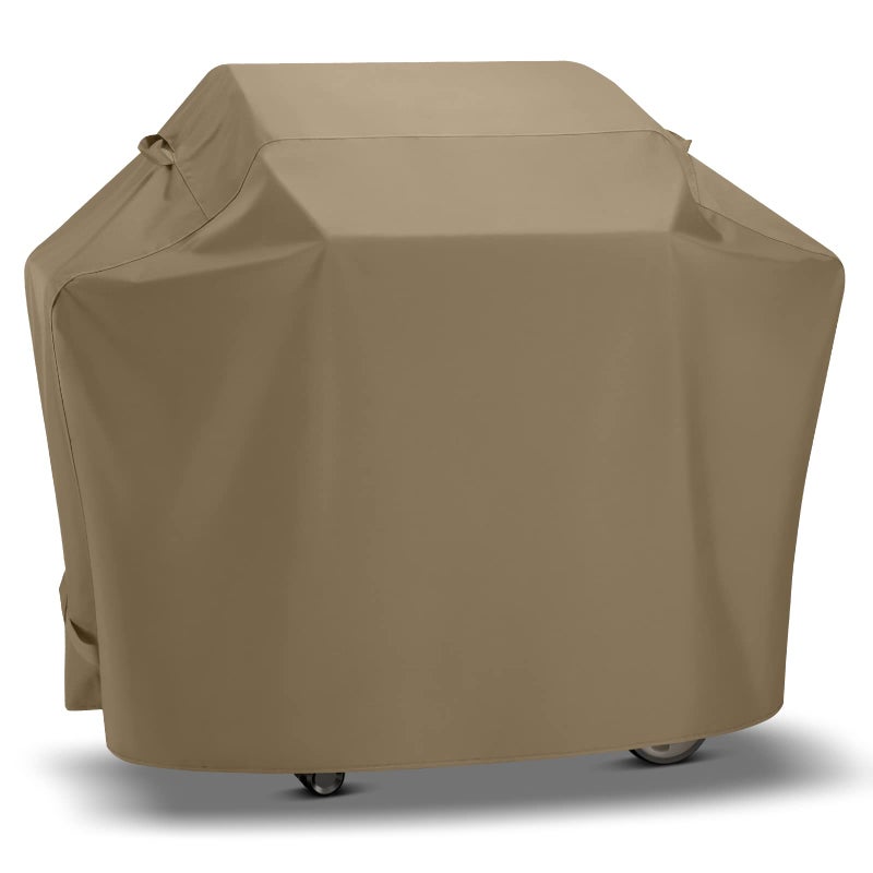 SunPatio Grill Cover 48 Inch for Outdoor Grill, Heavy Duty BBQ Cover with Waterproof Sealed Seam, FadeStop Material, All Weather Resistant Compatible for Weber CharBroil Nexgrill and More, Taupe - Image 1
